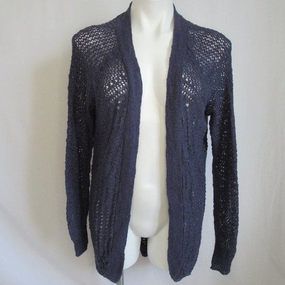 Roxy Sweaters - Roxy Blue Loose Knit Open Cardigan Sweater Long Sleeve Women's XL Xlarge